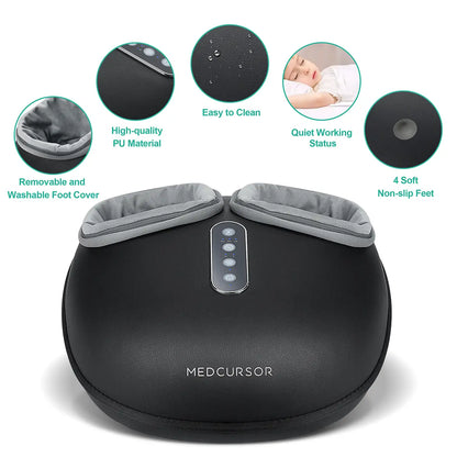 Medcursor Foot Massager with Heat - 3D Full Wrap Massage for Tired Muscles & Plantar Comfort - Portable Quiet Design with Removable Zippered Foot Sleeve - Ideal Gift for Relaxing Therapy