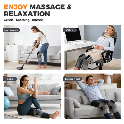 Portable Cordless Heated Knee Massager – Rechargeable Knee Brace with 5 Adjustable Heat Levels & 3 Massage Modes for Everyday Comfort