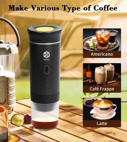 Ultimate Portable Electric Espresso Machine - Travel Coffee Maker for Camping & Car with USB-C Self-Heating, Includes Ground Coffee & NS Capsule for RV, Hiking, Office Use