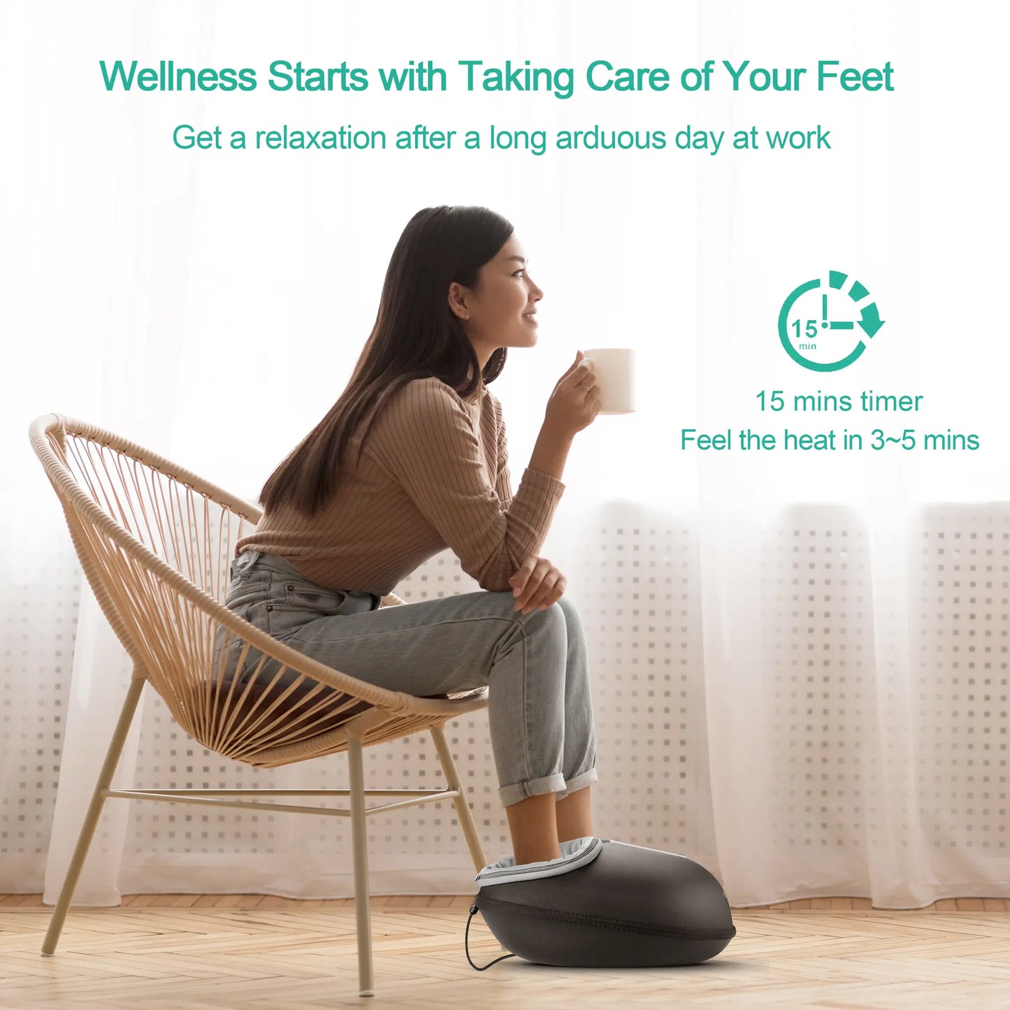 Medcursor Foot Massager with Heat - 3D Full Wrap Massage for Tired Muscles & Plantar Comfort - Portable Quiet Design with Removable Zippered Foot Sleeve - Ideal Gift for Relaxing Therapy