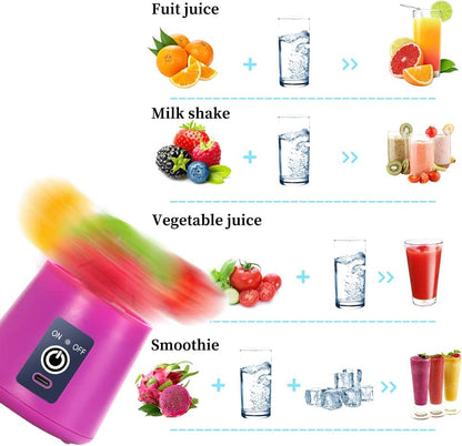 Vibrant Purple Portable Blender Cup - Electric USB Juicer for Smoothies and Juices, 380ml Capacity with Six Blades for Effortless Mixing