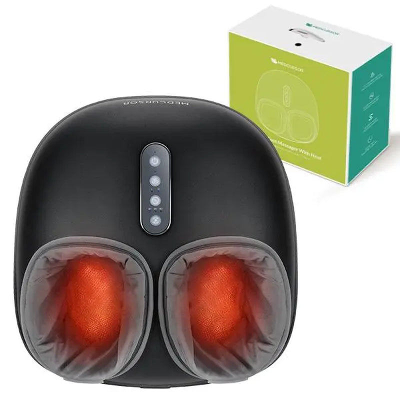 Medcursor Foot Massager with Heat - 3D Full Wrap Massage for Tired Muscles & Plantar Comfort - Portable Quiet Design with Removable Zippered Foot Sleeve - Ideal Gift for Relaxing Therapy