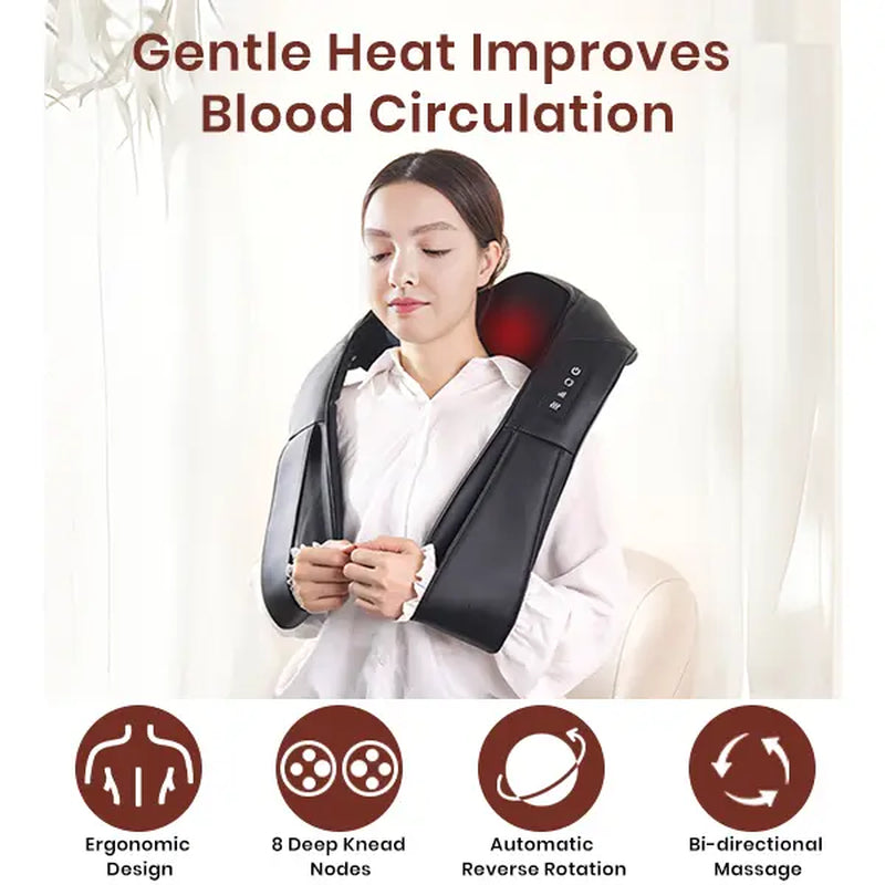 Electric Deep Tissue 3D Kneading Massage Pillow with Heat for Back, Neck, Shoulders, Legs, and Feet - Ideal Relaxation Gift for Men and Women