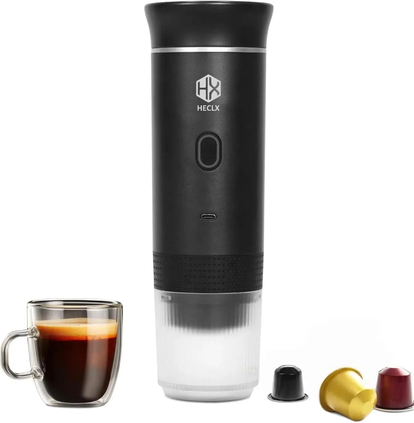 Ultimate Portable Electric Espresso Machine - Travel Coffee Maker for Camping & Car with USB-C Self-Heating, Includes Ground Coffee & NS Capsule for RV, Hiking, Office Use