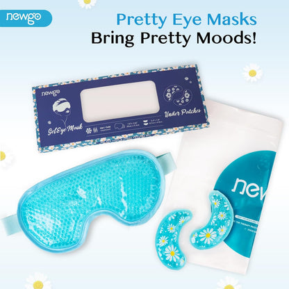 Cooling Eye Mask for Puffy Eyes, Cold Eye Mask Eye Ice Pack for after Eyes Surgery, Tension Stress Relief, Itchy Eyes, Headaches, Dark Circles - Blue (1 Set Eye Pad and Eye Mask)