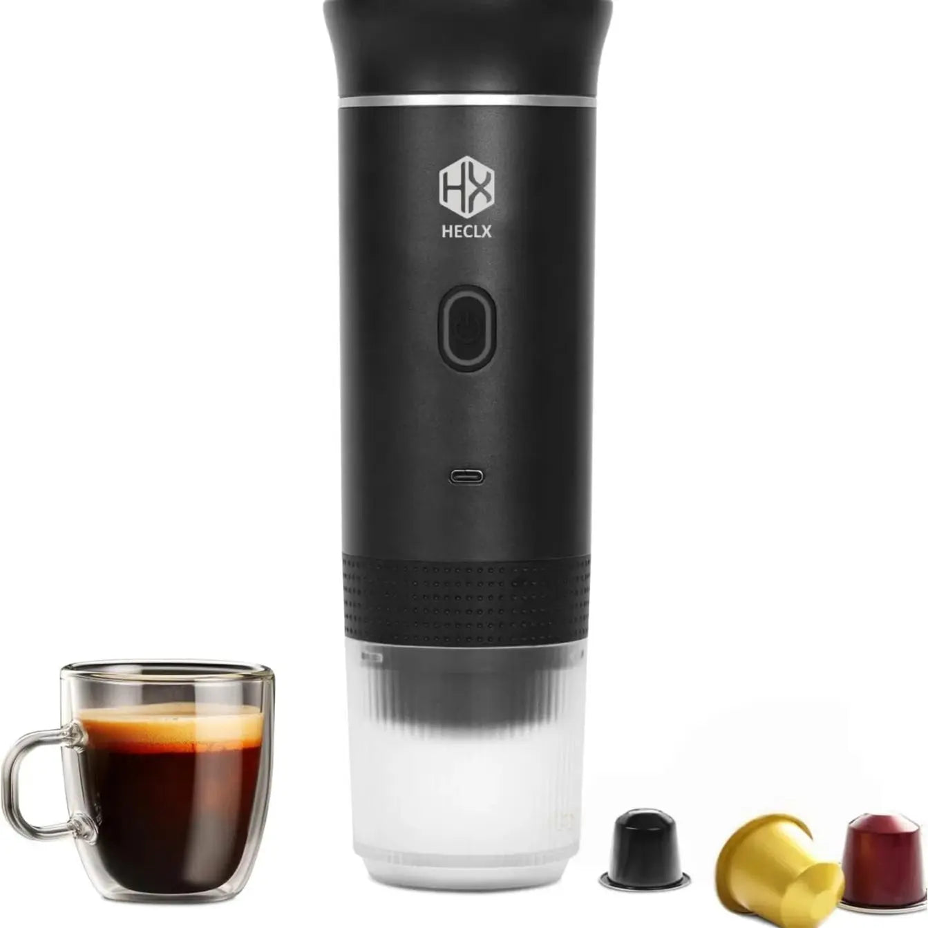 Ultimate Portable Electric Espresso Machine - Travel Coffee Maker for Camping & Car with USB-C Self-Heating, Includes Ground Coffee & NS Capsule for RV, Hiking, Office Use