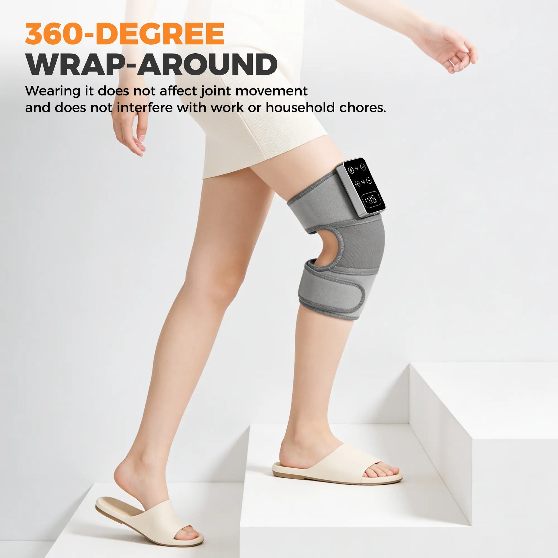 Portable Cordless Heated Knee Massager – Rechargeable Knee Brace with 5 Adjustable Heat Levels & 3 Massage Modes for Everyday Comfort