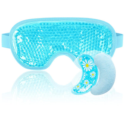 Cooling Eye Mask for Puffy Eyes, Cold Eye Mask Eye Ice Pack for after Eyes Surgery, Tension Stress Relief, Itchy Eyes, Headaches, Dark Circles - Blue (1 Set Eye Pad and Eye Mask)