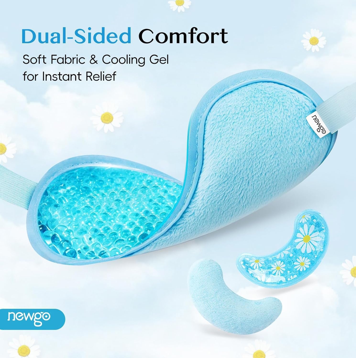 Cooling Eye Mask for Puffy Eyes, Cold Eye Mask Eye Ice Pack for after Eyes Surgery, Tension Stress Relief, Itchy Eyes, Headaches, Dark Circles - Blue (1 Set Eye Pad and Eye Mask)