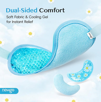 Cooling Eye Mask for Puffy Eyes, Cold Eye Mask Eye Ice Pack for after Eyes Surgery, Tension Stress Relief, Itchy Eyes, Headaches, Dark Circles - Blue (1 Set Eye Pad and Eye Mask)