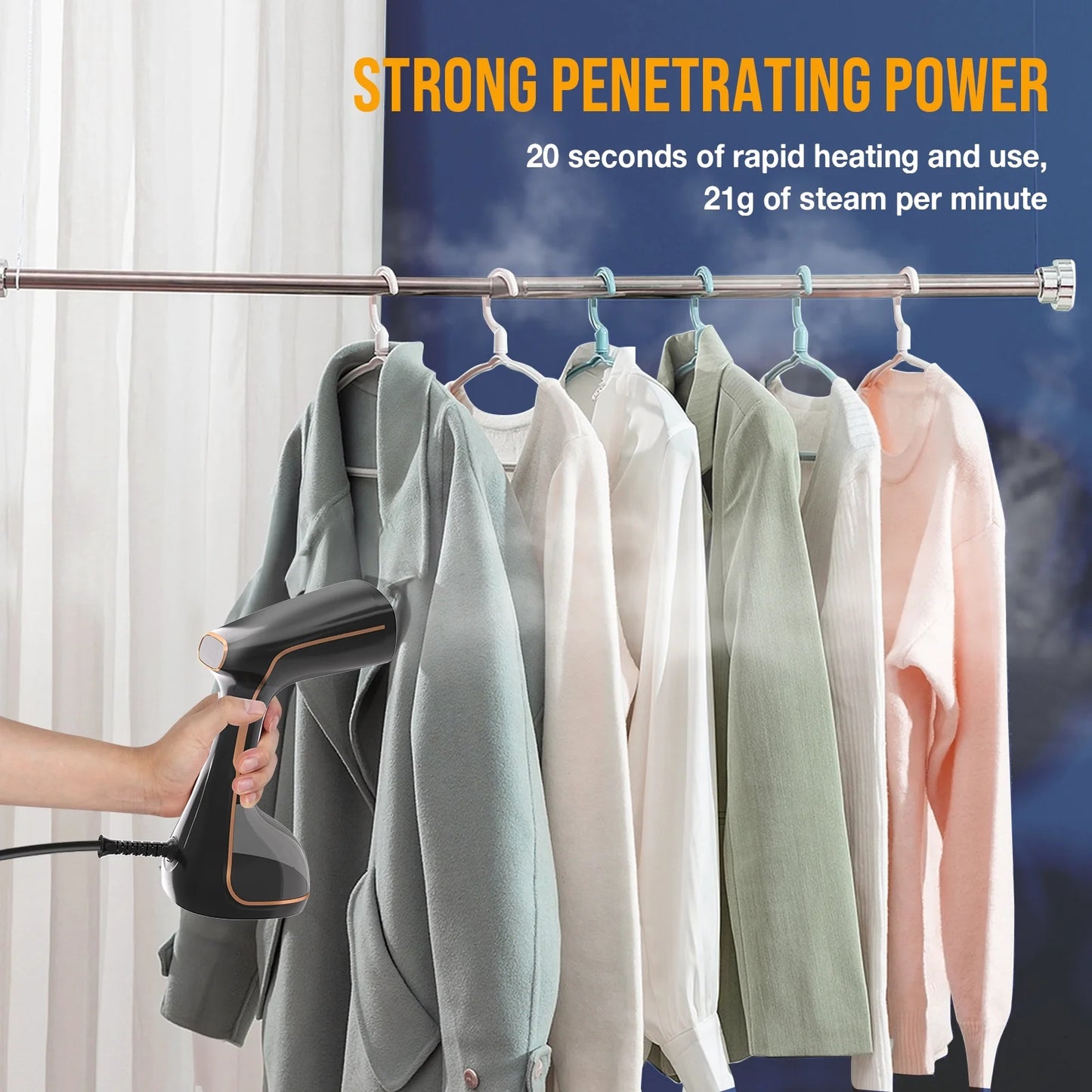 Steamer for Clothes 1200W,  Portable Clothes Steamer for Home, Travel, 320Ml Water Tank