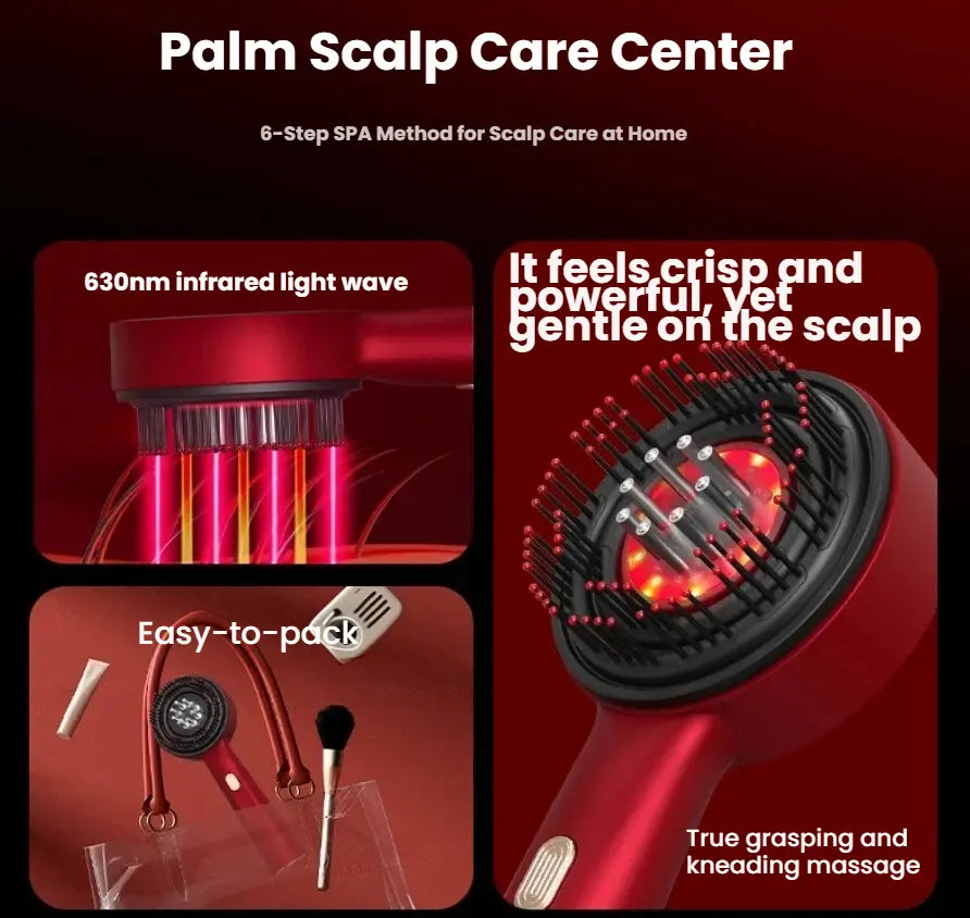 Revitalize Your Hair with the Electric Scalp Massager Comb - Portable Red & Near-Infrared Light Therapy Device for Ultimate Scalp Care and Hair Growth