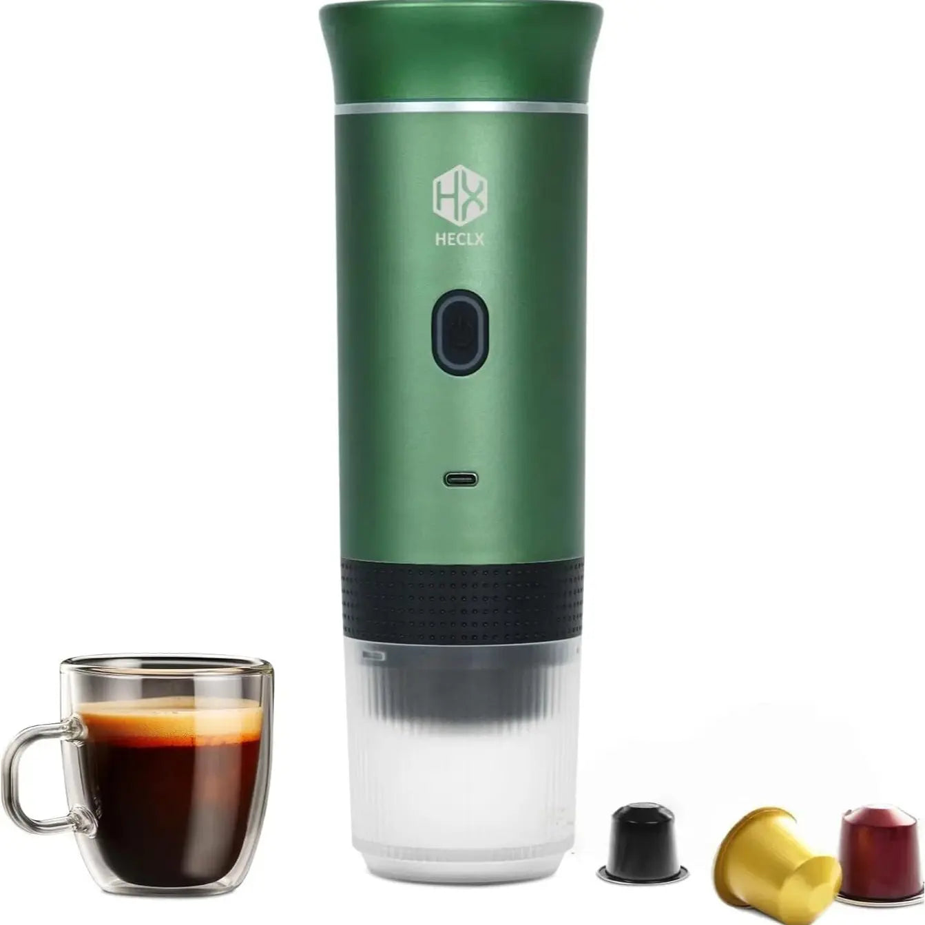 Ultimate Portable Electric Espresso Machine - Travel Coffee Maker for Camping & Car with USB-C Self-Heating, Includes Ground Coffee & NS Capsule for RV, Hiking, Office Use