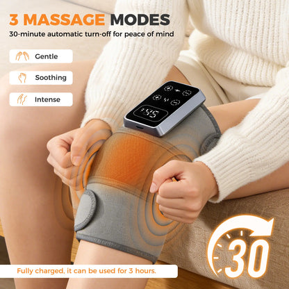 Portable Cordless Heated Knee Massager – Rechargeable Knee Brace with 5 Adjustable Heat Levels & 3 Massage Modes for Everyday Comfort