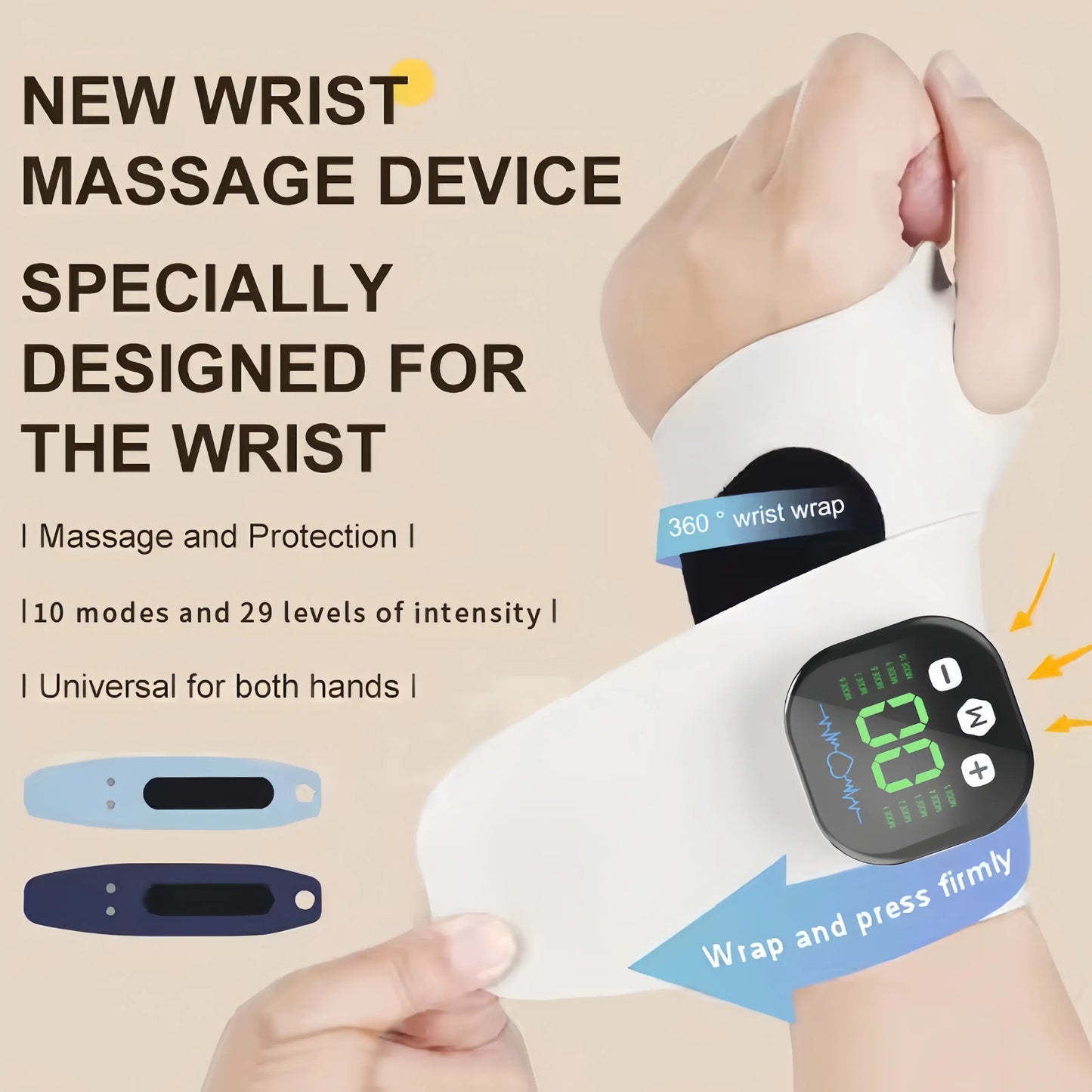 Hand Massager Wrist EMS Pulse Therapy Device for Carpal Tunnel & Arthritis Relief 10 Modes 29 Levels with Microcurrent for Hands & Wrist Portable Therapy Gift for Men Women