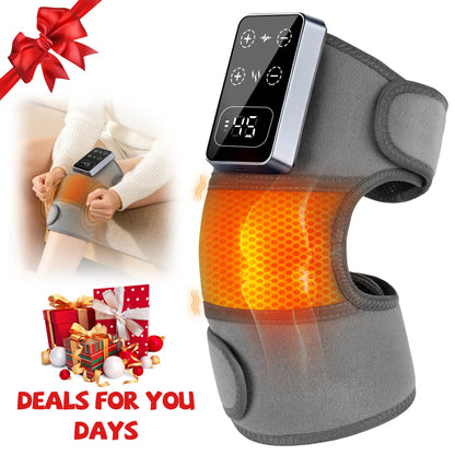 Portable Cordless Heated Knee Massager – Rechargeable Knee Brace with 5 Adjustable Heat Levels & 3 Massage Modes for Everyday Comfort